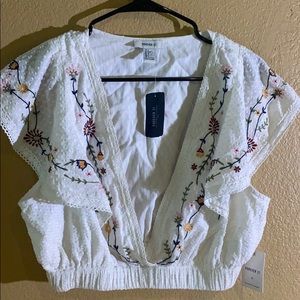 white flowered top